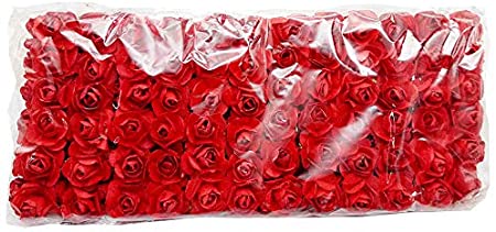 Artificial Roses Fake Roses Embellishments for Craft Flowers Mini Flowers for Crafts Face Flowers for Crafts Rose Decorations Small Paper Flowers Face Roses with Stem Fake Red Roses 144 Pieces - 1/2"