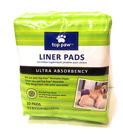 TOP PAW Ultra Absorbency Disposable Liner Pads for Use with Reusable Male Wrap Diaper Covers 10 Count