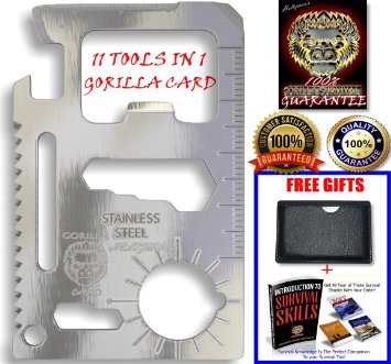 Multipurpose Credit Card Sized Survival Multitool This Multi-Use Tools Sized to Fit in a Wallet or Pocket and is a Multifunction Emergency tool with 11 different functions lifetime guarantee Silver