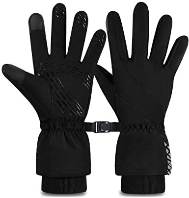 VBIGER Winter Cycling Gloves Touch Screen Waterproof Windproof -30~0°C Thermal Gloves Anti-slip Winter Sports Gloves with Thickened Fleece Lining and 3M Thinsulate Cotton Layer
