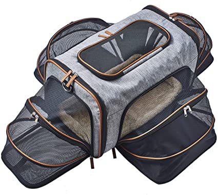 Premium Airline Approved Expandable Pet Carrier by Pet Peppy- Two Side Expansion, Designed for Cats, Dogs, Kittens,Puppies - Extra Spacious Soft Sided Carrier!