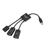 Hittime 3 in 1 USB OTG Cable Adapter Micro USB Hub USB OTG Extension Adapter for Smartphone and Tablet