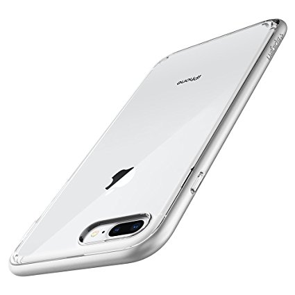 Spigen Neo Hybrid Crystal [2nd Generation] iPhone 8 Plus Case / iPhone 7 Plus Case with Clear Casing and Hard Frame for Apple iPhone 8 Plus (2017) / Apple iPhone 7 Plus (2016) - Satin Silver