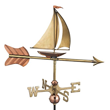 Good Directions Sailboat Cottage Weathervane with Roof Mount, Pure Copper