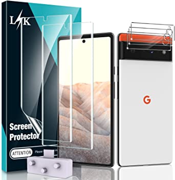 [2 3] LϟK Compatible for Google Pixel 6 Pro 5G, 2 Pack Flexible TPU Screen Protector & 3 Pack Camera Lens Protector [Ultrasonic Fingerprint Support] HD Clear Easy Installation