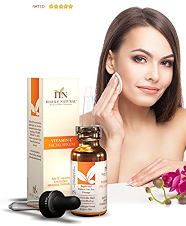 Highly Natural 20% Vitamin C Serum For Your Face Including Vitamin E - Ferulic Hyaluronic and Amino Acid Anti Aging Anti Wrinkles Rejuvenating Your Skin for a Healthier skin, Made In The USA 1 fl oz