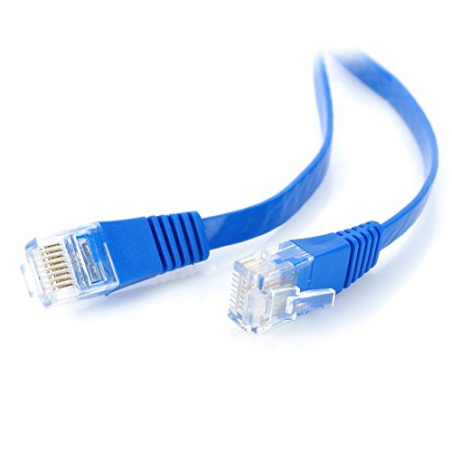 Cat7 Flat Snagless Shielded (Sstp/sftp) Ethernet Patch Cable in Blue 7 Feet
