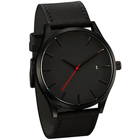 Dressin Men's Analog Quartz Watches,Classic Popular Low-Key Minimalist connotation Leather Watch,Sport and Business With Simple Design Wrist Watch