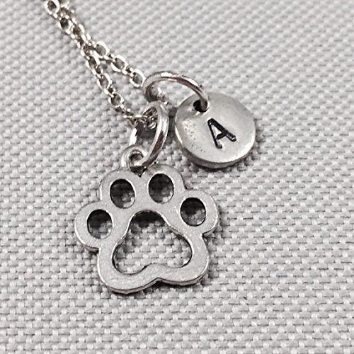 Paw print charm necklace, paw necklace, dog paw charm necklace, dog paw, personalize necklace, initial charm, monogram, puppy print