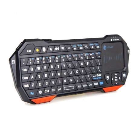 iClever Mini Portable Wireless Rechargeable Bluetooth Keyboard with Mouse Touchpad Backlit for Bluetooth Device - Android Mac Windows  iPhone Galaxy iPad Nexus  Google TV Box IPTV HTPC PS4 and More