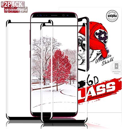 Gozhu [2-Pack] for Galaxy S8 Plus Screen Protector Tempered Glass,[Anti-Fingerprint][No-Bubble][Scratch-Resistant] Glass Screen Protector for Samsung Galaxy S8 Plus Black