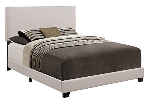 Crown Mark Upholstered Panel Bed in Stone Khaki, Queen