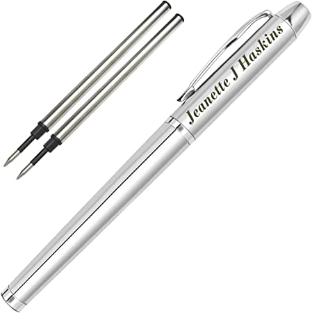 Personalized Pens,Custom Engraved Ballpoint Pen and Case,Personalized Gifts for Father,Boss,Office,Birthday and Graduation(Black Refill)-Silver