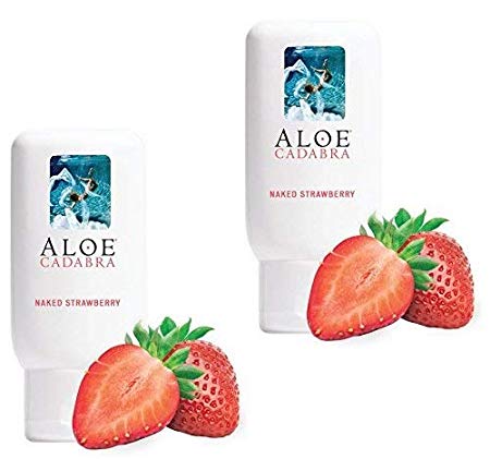 Aloe Cadabra Personal Lubricant, Naked Strawberry Flavored Natural Lube for Sex, Oral, Women, Men & Couples, 2.5 Ounce (Pack of 2)