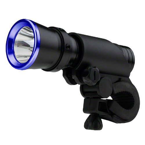 7dayshop Front Bike Cycle Light and Hand Torch. High Power 3W LED with 3 Modes and Bike Mount - Blue Ring