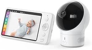 eufy Security Baby Monitor Spaceview E110 with Security Camera and 2-Way Audio, 720p HD Resolution, Night Vision, 5" Display, 110° Wide-Angle Lens Included, Lullaby Player, Sound Alert, Upgraded