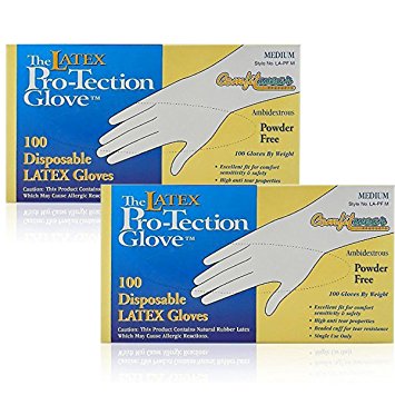 Comfitwear Disposable Latex Gloves, Powder Free, Medium, 200 Gloves (2 Boxes of 100 Gloves)