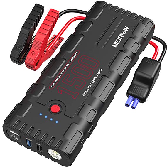 NEXPOW Car Battery Starter, 1500A Peak 21800mAh 12V Auto Car Jump Starter Power Pack with USB Quick Charge 3.0 (Up to 6.5L Gas or 4L Diesel Engine)