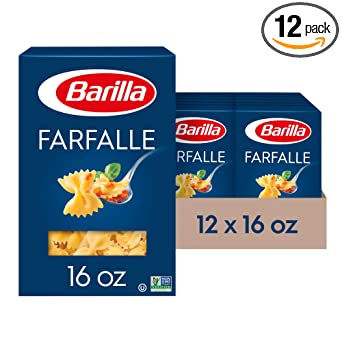 Barilla Farfalle Pasta, 16 oz. Box (Pack of 12) - Non-GMO Pasta Made with Durum Wheat Semolina - Italy's #1 Pasta Brand - Kosher Certified Pasta