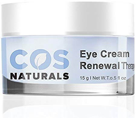 BEST EYE CREAM Renewal Therapy DERMATOLOGIST RECOMMENDED For Dark Circles Puffiness Fine Lines Wrinkles Firmness 100% Natural Organic Anti Aging Face Skin Care Gel Cucumber Vitamin C E Hyaluronic Acid by COSNATURALS SKIN CARE