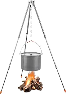 Naturehike Camping Tripod, Camping Cooking Tripod with Adjustable Hang Chain Heavy Duty Tripods with Storage Bag, Cooking Grill System for Outdoor Camping Campfire Cooking, 50 Inch