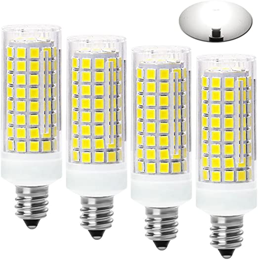 All-New-(102LEDs) E11 Led Bulbs, 80W or 100W Equivalent Halogen Replacement Lights, Dimmable, Mini Candelabra Base, 850 LM，Daylight White 6000K, AC110V/ 120V/ 130V, Replaces T4 /T3 JD e11，Pack of 4