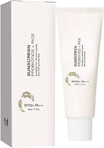 SPF50  Rice Sunscreen Korean, Facial Sunscreen, Korean Sunscreen Skin Care,Water-fit Sun Serum No Sticky Refreshing Sunscreen for All Skin Type (1pc)