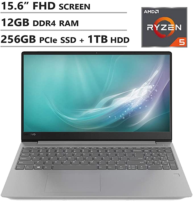 Lenovo Ideapad 330S 15.6" Full HD Screen Laptop, AMD Ryzen 5 2500U Up to 3.6GHz, 12GB DDR4 RAM, 256GB PCIe SSD 1TB HDD, Wireless-AC, HDMI, USB 3.0, USB Type-C, Windows 10, Platinum Grey