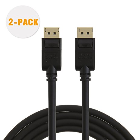 CableCreation (2-Pack) 6 Feet DisplayPort to DisplayPort Cable, Gold Plated DP to DP Cable Support 4K Resolution, 1.83M / Black