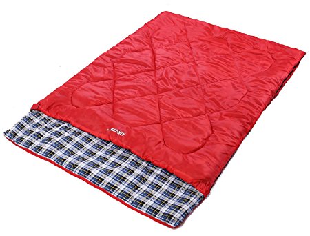 Aircee 15 Degree F Double 2 Person Queen Size Flannel Liner Rectangular Sleeping Bag With Pillows