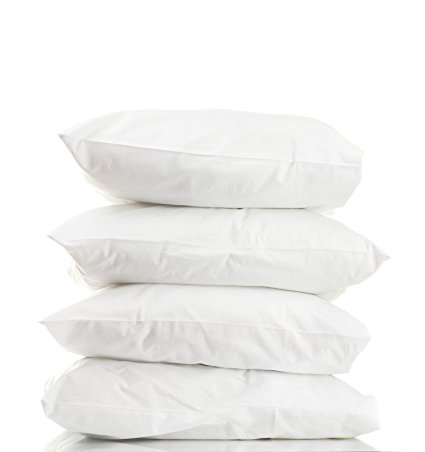 Superior White Down Alternative Pillow 4-Pack, Premium Hypoallergenic Microfiber Fill, Medium Density for Back, Stomach, and Side Sleepers - Standard Size, Solid White