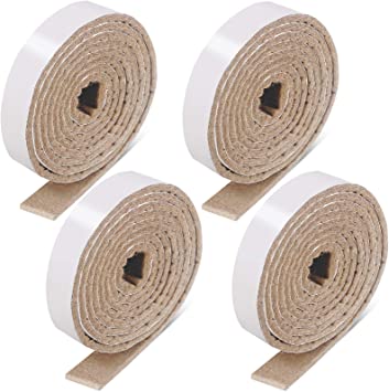 1/2 x 60 Inch Felt Strips with Adhesive Backing Self-Stick Heavy Duty Felt Tapes Polyester Felt Strip Rolls for Protecting Furniture and Freedom DIY Adhesive (Beige,4 Rolls)