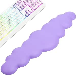 Keyboard Cloud Wrist Rest PU Leather Keyboard Pad High Density Memory Foam Wrist Pad with Non-Slip Base for Typing Pain Relief Soft Keyboard Hand Rest for Home Office Laptop/Computer/Gaming -Purple