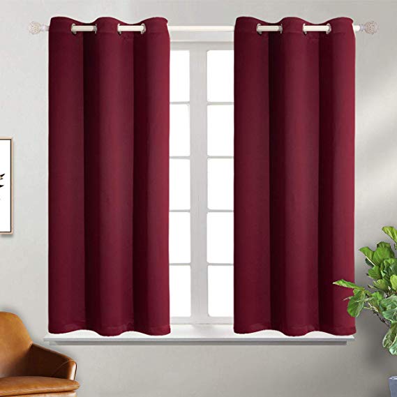 BGment Blackout Curtains for Bedroom - Grommet Thermal Insulated Room Darkening Curtains for Living Room, Set of 2 Panels (38 x 54 Inch, Burgundy)