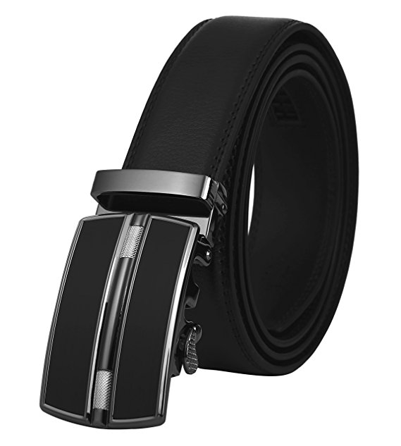 Dante Men's Leather Ratchet Dress Belt with Automatic Buckle, Elegant Gift Box