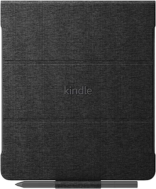 Kindle Scribe (2022 release) Essentials Bundle including Kindle - 64GB, Premium Pen, Black, Amazon Fabric Folio Cover with Magnetic Attach with Magnetic Attach and Power Adapter