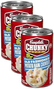 Campbell’s Chunky Soup, Old Fashioned Potato Ham Chowder, 18.8 Oz Can (Pack of 3)