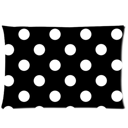 Polka Dot Black and White Custom Zippered Bed Pillow Cases 20x30 (Twin sides) Fabric Cotton and Polyester