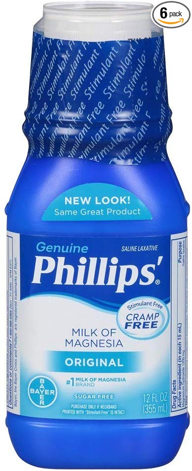 Phillips' Milk of Magnesia, Laxative, Original, 4 Ounce (Pack of 6) - Packaging May Vary