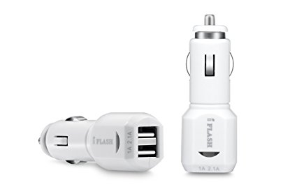 iFlash® Dual USB Port Car Charger for Apple iPad Mini 2, iPad Air 2, iPad 4, iPhone 6 Plus, iPhone 5S/5C/5/4S, iPod Touch 4G 5G, Nano 7th. Support all iPad, iPod, iPhone Models. Also Support Samsung Galaxy S5/S4/S3/NOTE 2/3/4 (White Color, Retail Package)