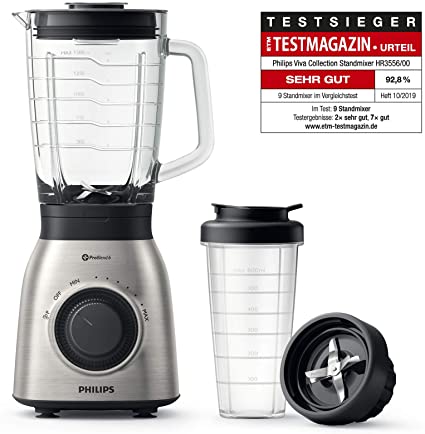 Philips Viva Collection HR3556/00 blender 0.6 L Tabletop blender Black,Silver 700 W Viva Collection HR3556/00, 0.6 L, Tabletop blender, Black,Silver, China, Stainless steel, Glass