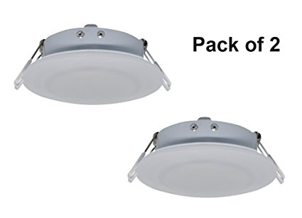 Facon Round 12V LED Puck Light Recessed Mount Down Light for Campervan Motorhome Caravan Trailer Boat Marine and Vehicle (Pack of 2)