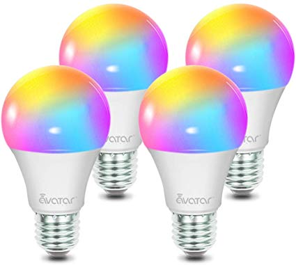 Smart Light Bulbs, Alexa LED Light Bulbs WiFi Lighting 4 Pack Work with Smart Life App, Google Home, Avatar Controls RGBW Color Changing Lights, No Hub Required (E26 A19 8W)