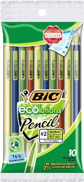 BIC ECOlutions Mechanical Pencil, Medium Point (0.7mm), Black, 10 Pencils
