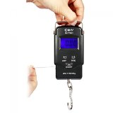 Backlit LCD DisplayEsky ES-PS01 110lb50kg Electronic Balance Digital Fishing Postal Hanging Hook Scale with Measuring Tape 2 AAA Batteries Included