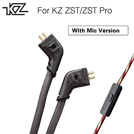 New KZ ZST/ZST Pro Dedicated Cable 0.75mm 2-Pin Upgraded Cable Replace Cable 2 PIN Upgrade Cable Ues For KZ ZST/ZST Pro (With Mic)