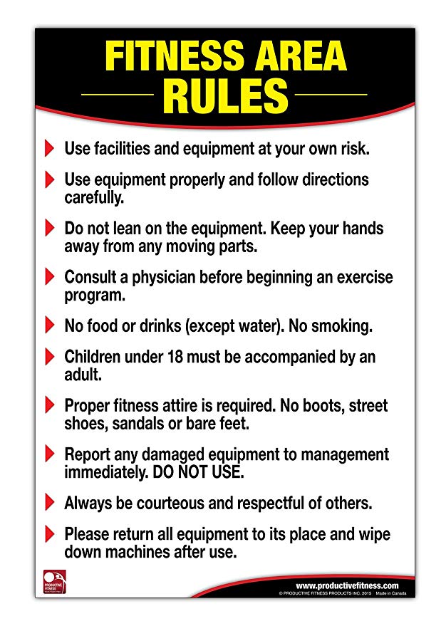 Fitness Area Rules Poster/Chart: Gym Safety Rules Poster, Rules Chart, Weight Room Guidelines, Gym Rules, Guidelines for Gym Poster, Gym Etiquette Chart