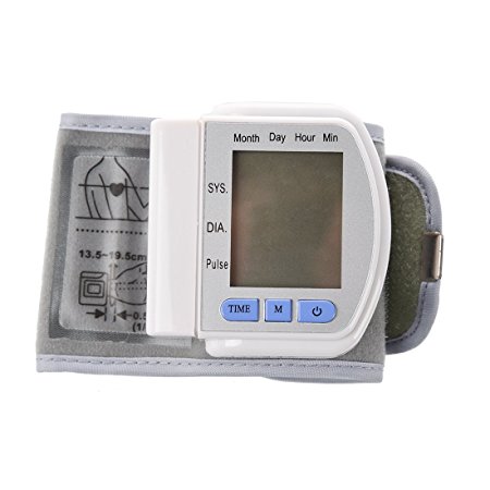 TOOGOO(R) LCD Digital Wrist Blood Pressure Monitor Heart Beat Meter 60 Memory