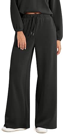 ODODOS Women's Modal Soft Extra Wide Leg Pants with Pockets Drawstring High Waist Pull-On Casual Pants