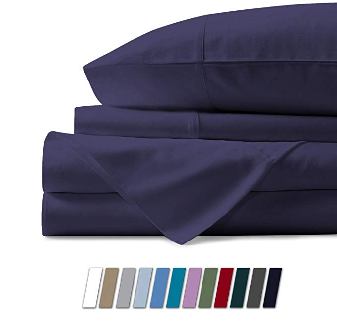 Mayfair Linen Bedding Collection 600 Thread Count Bedspread 100% Egyptian Cotton Sheet Set Sateen Weave Deep Pocket Premium Quality Bedding Set (Queen, Plum)